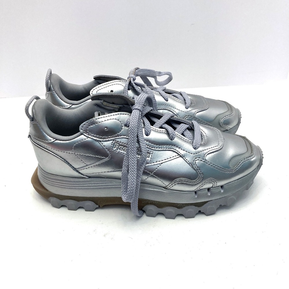 Reebok Classic Cardi B Sneakers Silver Leather Womens 8 EU 38.5